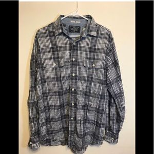 Nautica Shirt Blue White Plaid Long Sleeve Button